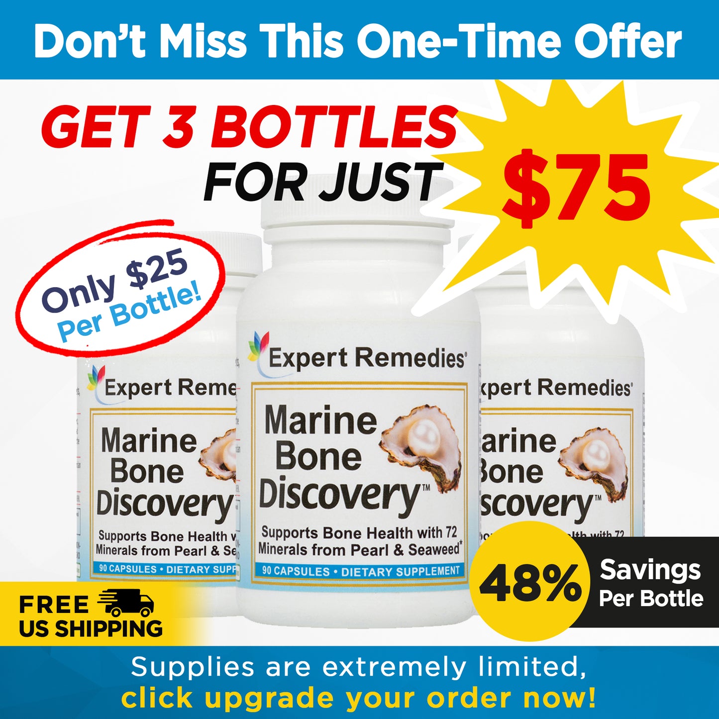 Marine Bone Discovery 3 Bottles for $75